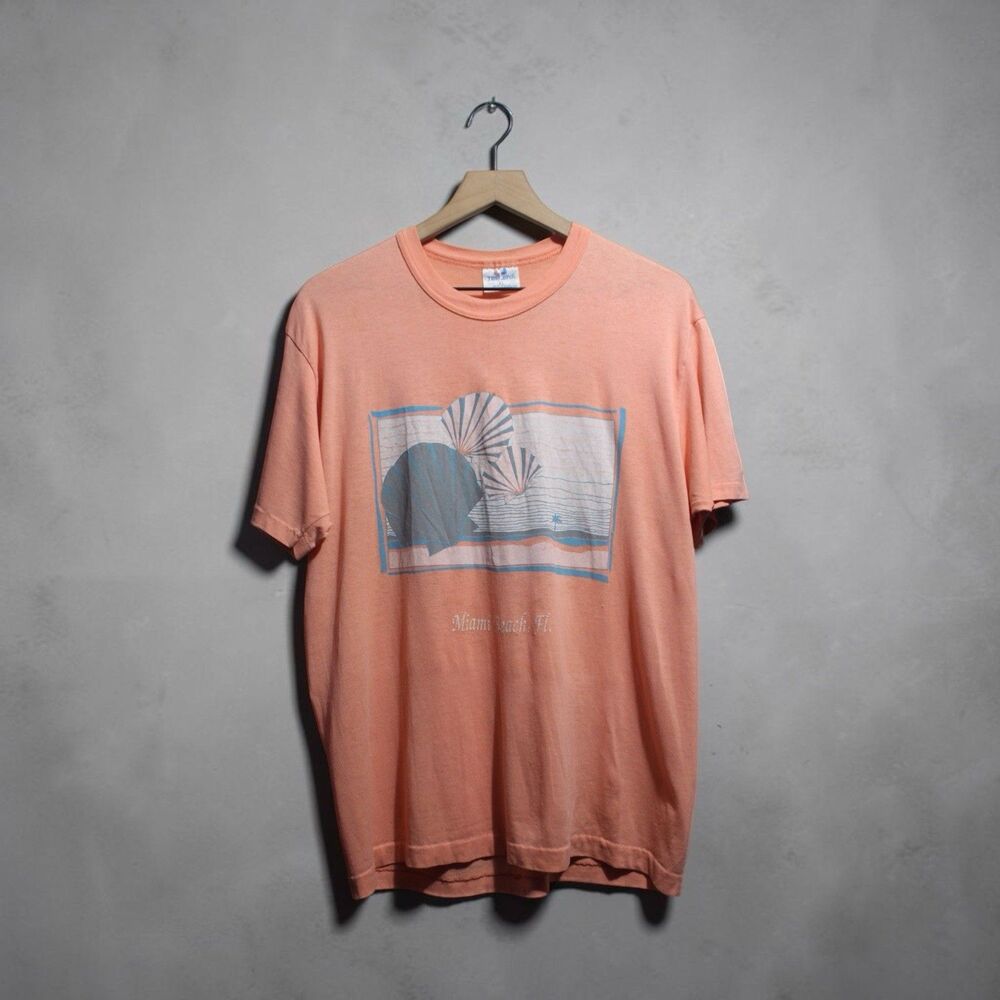 Vintage 80s Miami Beach Florida Souvenir Tee Shirt XL Made in USA Tee Jays